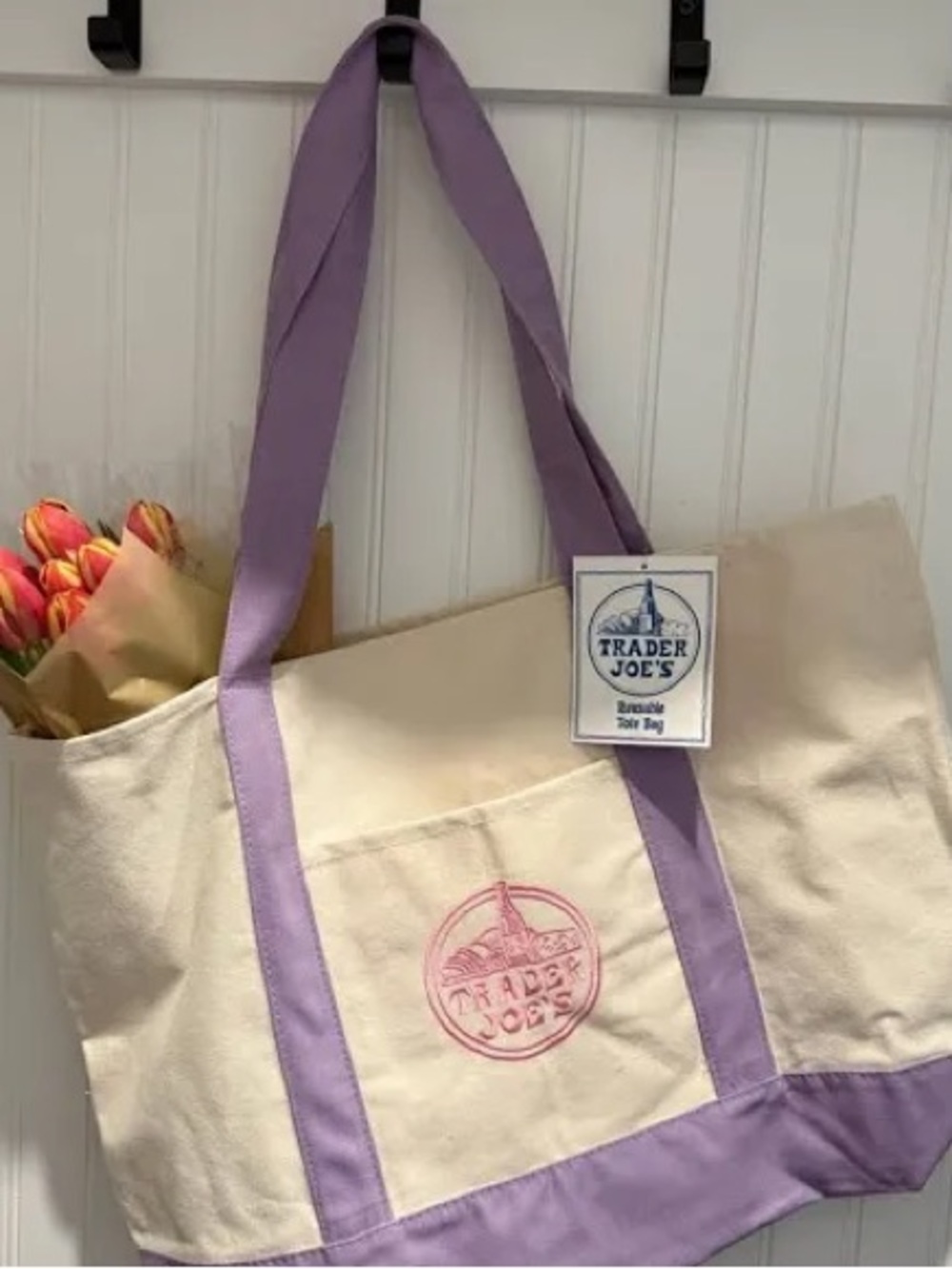 Trader Joe’s Large Lavender Tote Bag NWT